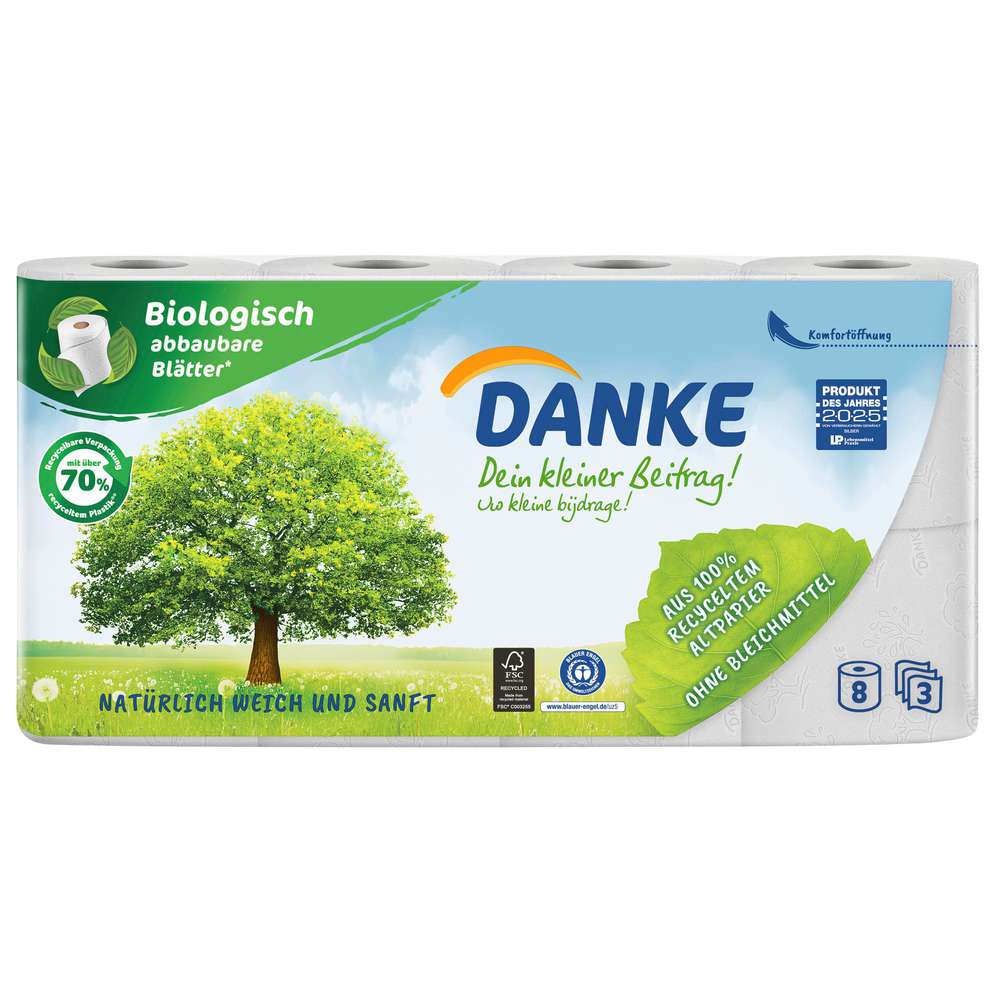 Produktabbildung Danke Toilettenpapier 3-lagig