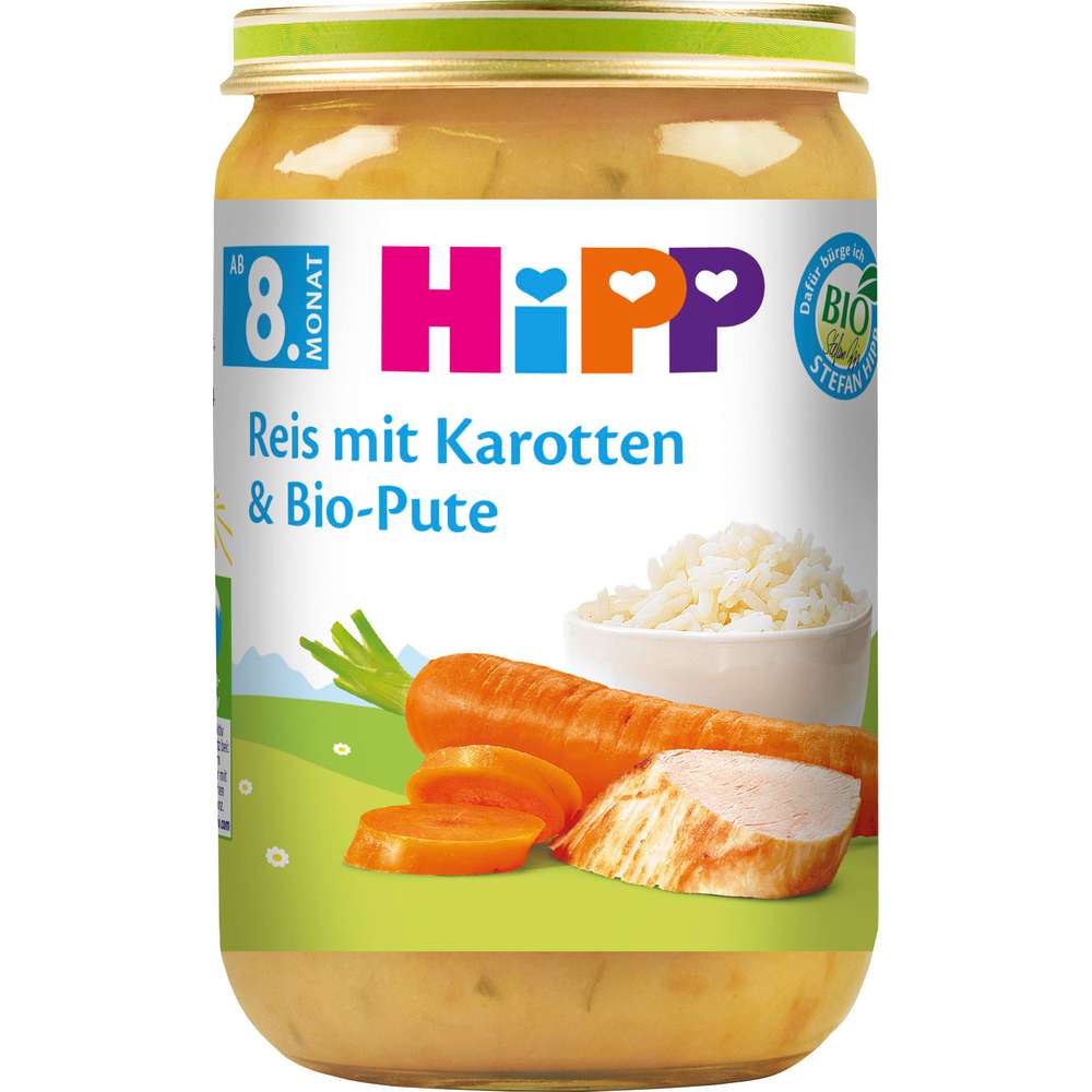 Produktabbildung Hipp Babynahrung Menü, Reis/Karotte/Bio-Pute