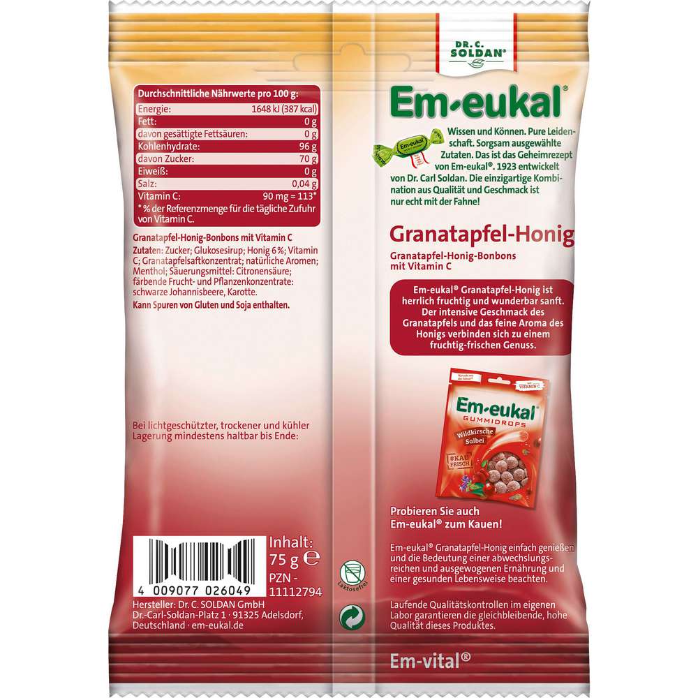 Produktabbildung Em-Eukal Bonbons, Granatapfel-Honig