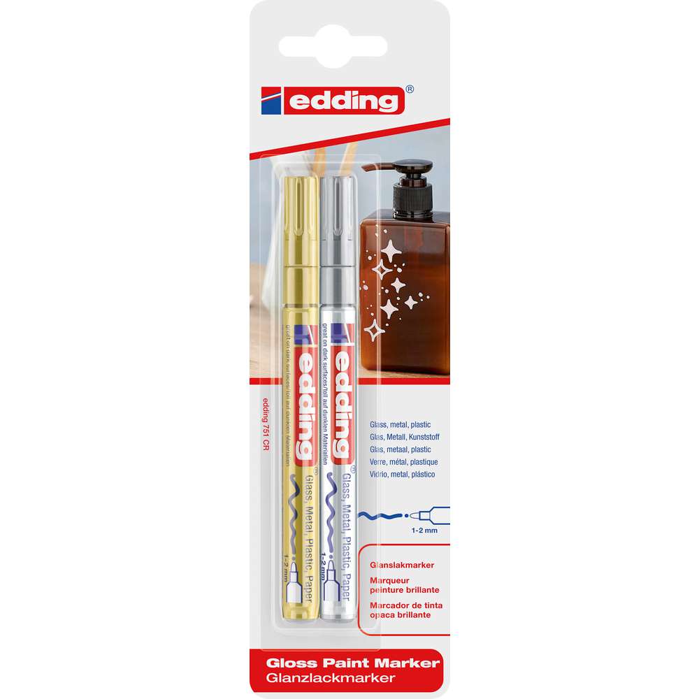 Produktabbildung Edding Glanzlack-Marker 751, gold, silber
