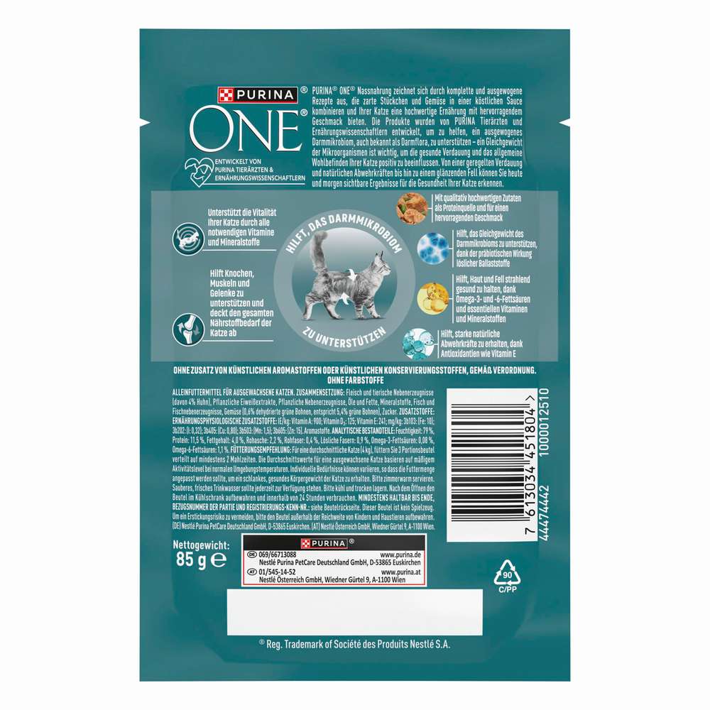 Produktabbildung Purina Katzen-Nassfutter One Adult, Huhn/grüne Bohnen