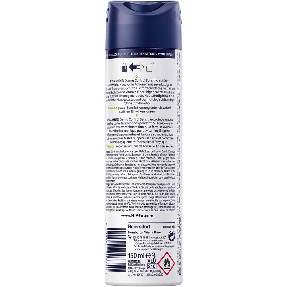 Produktabbildung Nivea Deo Spray Men, Derma Control Sensitive