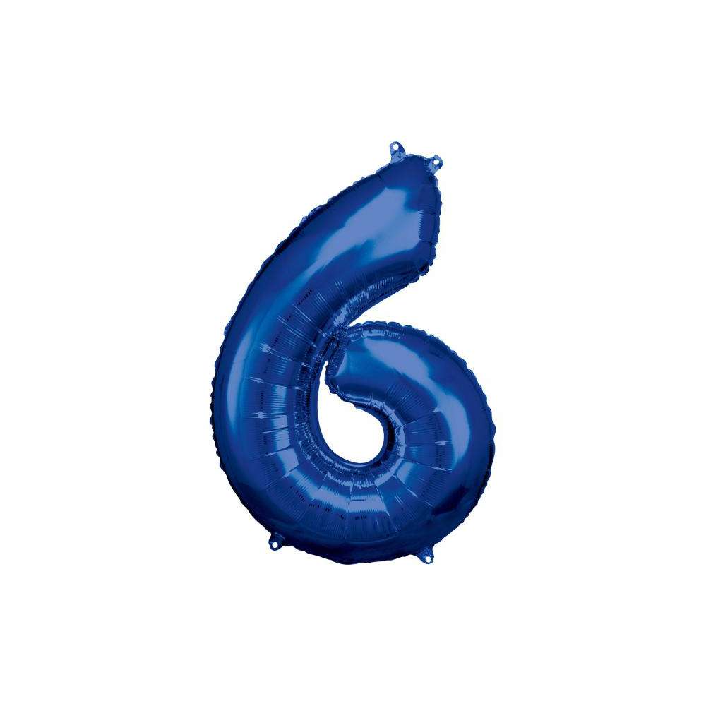 Produktabbildung amscan Folienballon blau, große Nummer 6