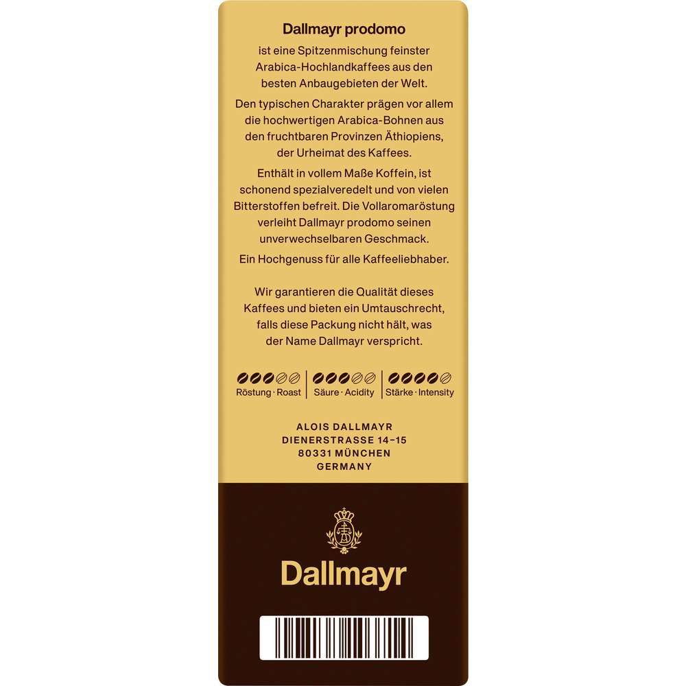 Produktabbildung Dallmayr Kaffee Prodomo Original, gemahlen