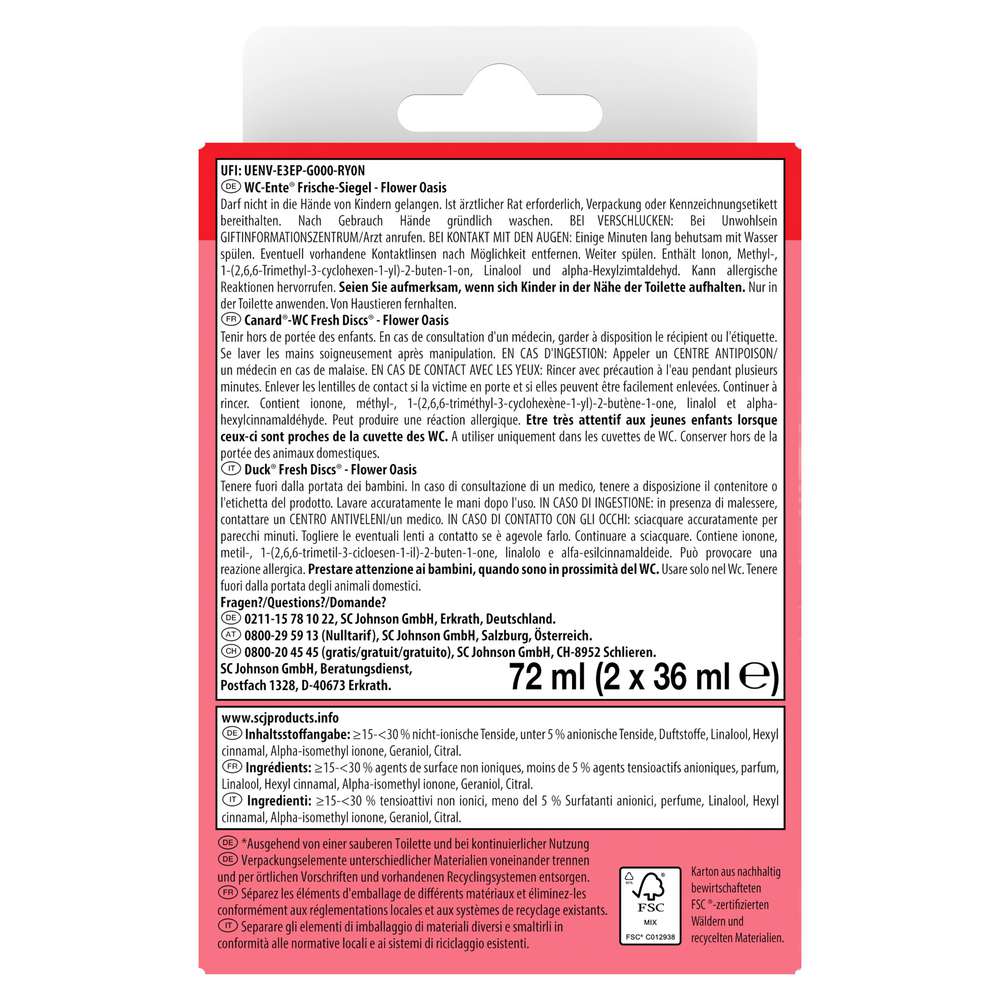 Produktabbildung WC Ente Duftspüler Frische-Siegel Nachfüller, Blüten-Oase
