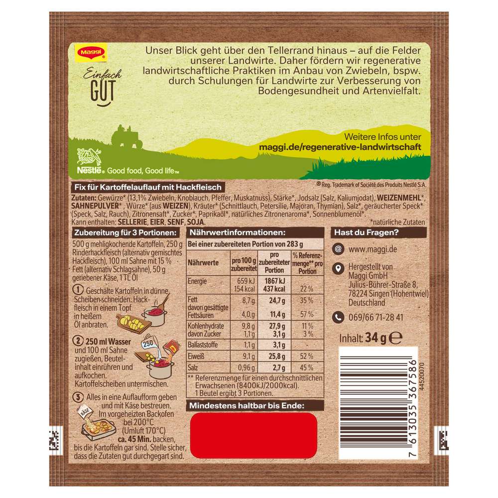 Produktabbildung Maggi Fix-Würzmischung, Ofen-Kartoffeln mit Hackfleisch