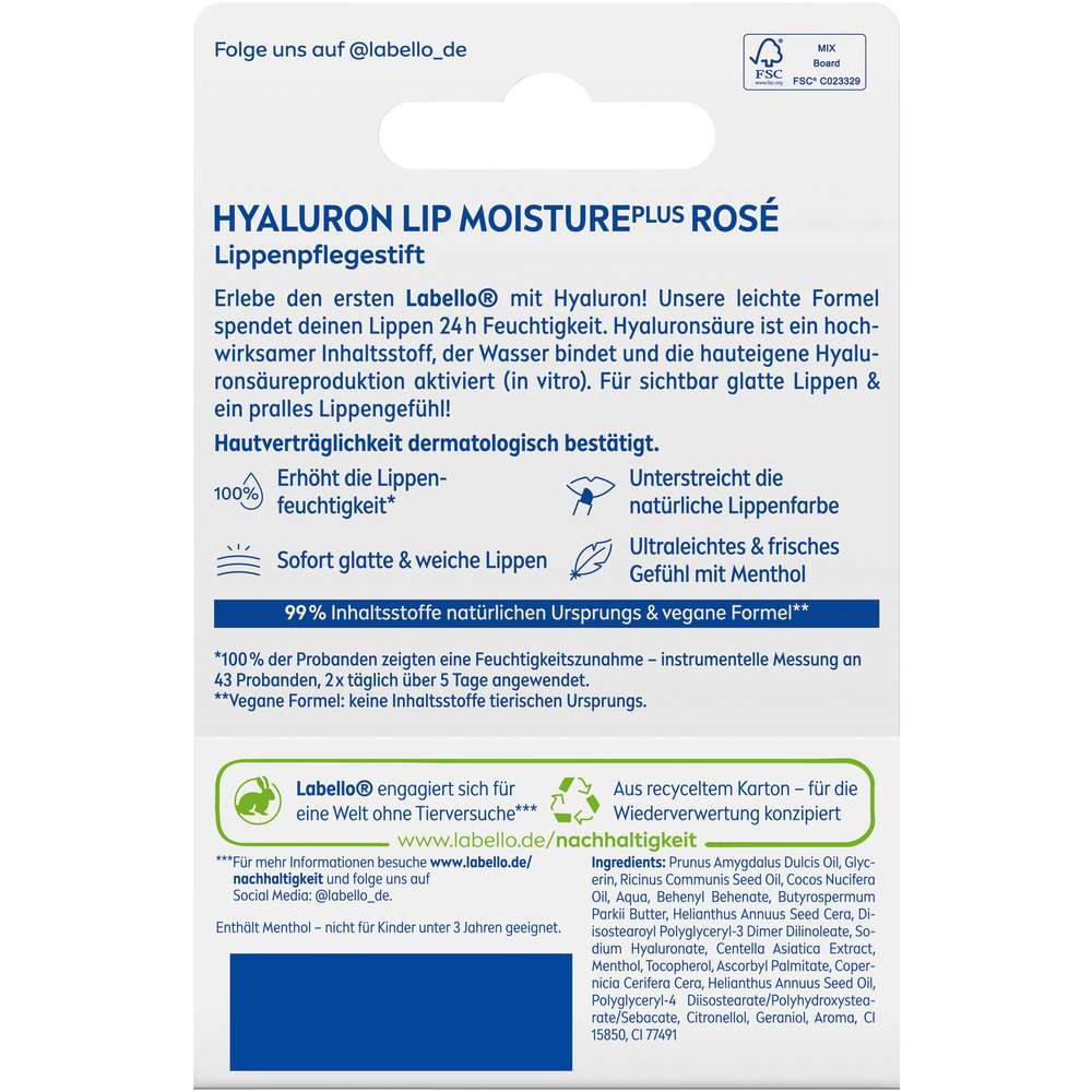 Produktabbildung Labello Lippenpflege Hyaluron, Rosé 