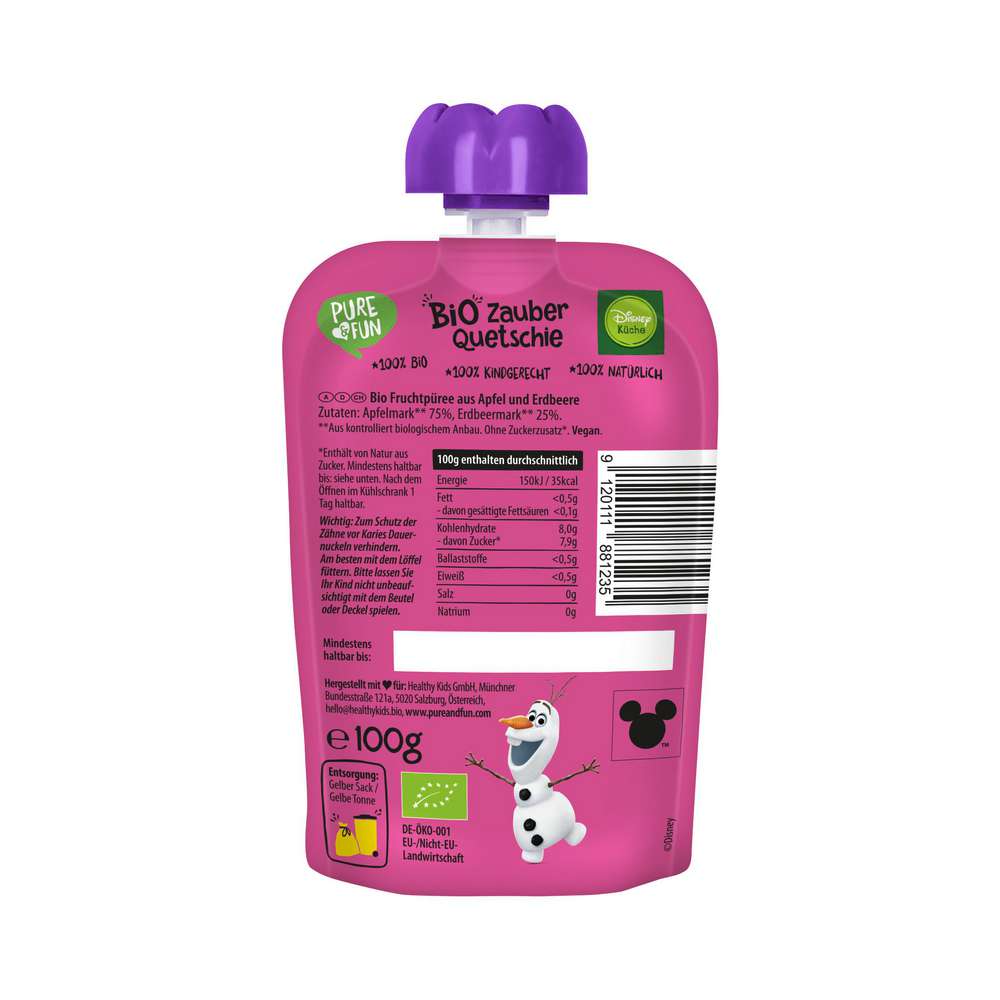 Produktabbildung Pure & Fun Bio-Quetschie Frozen, Apfel & Erdbeere