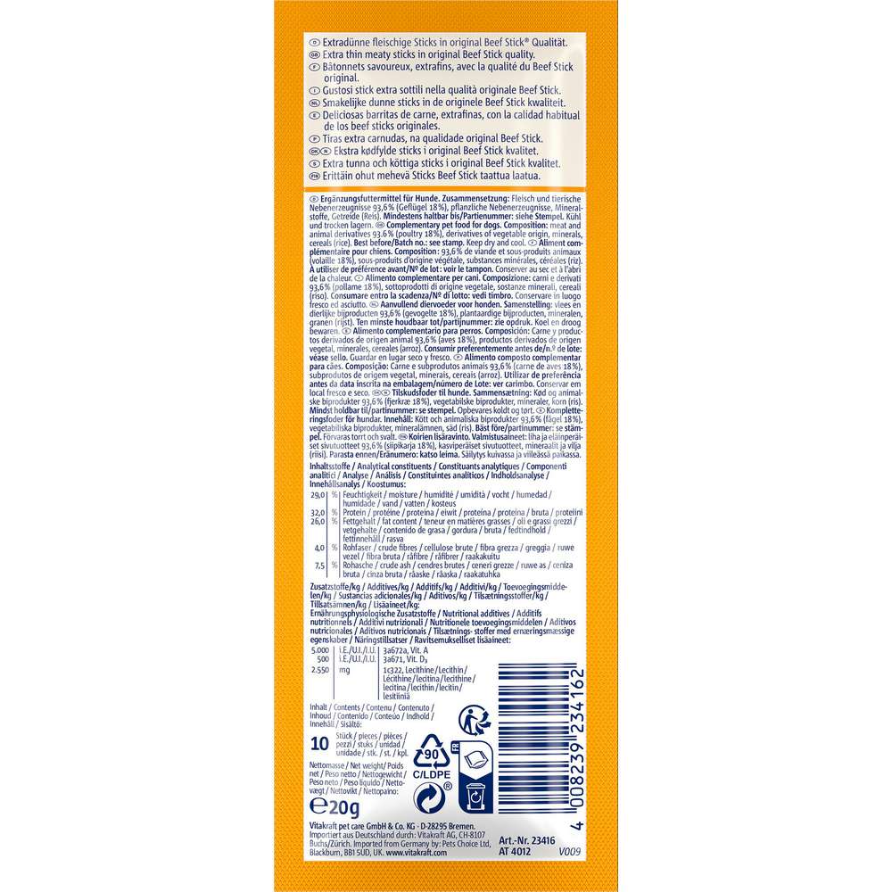 Produktabbildung Vitakraft Hunde-Snack Beef Stick School, Geflügelsalami
