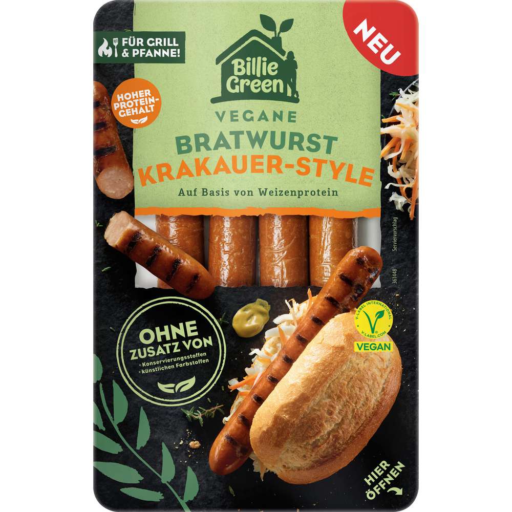 Produktabbildung Billie Green Vegane Bratwurst, Krakauer-Style