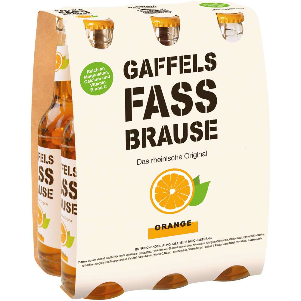 Produktabbildung Gaffel Orangen-Limonade,  Fassbrause (6x 0,330 Liter)