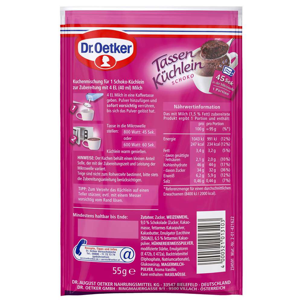 Produktabbildung Dr. Oetker Tassenküchlein, Schoko