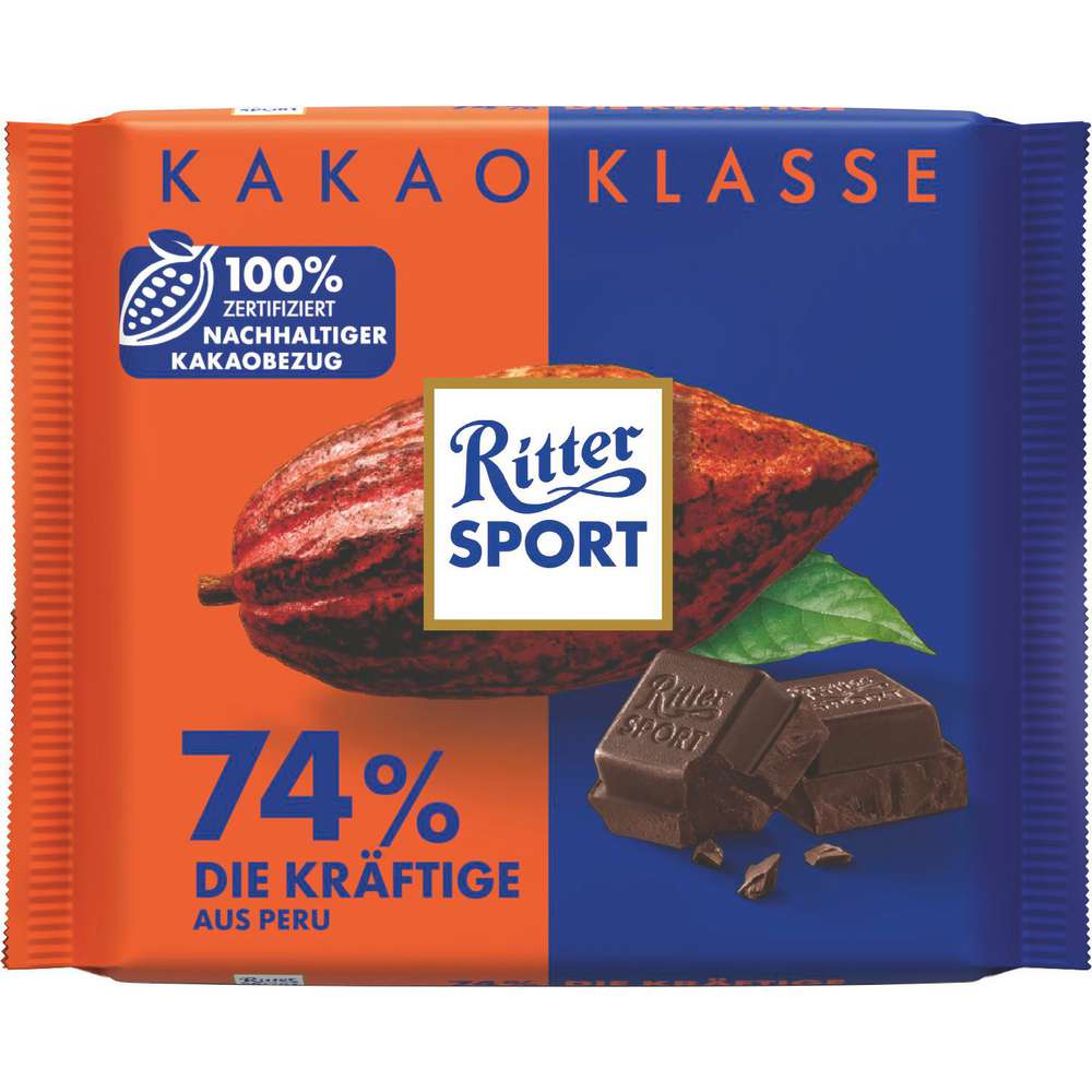 Produktabbildung Ritter Sport Tafelschokolade Kakao-Klasse, 74% Die Kräftige aus Peru