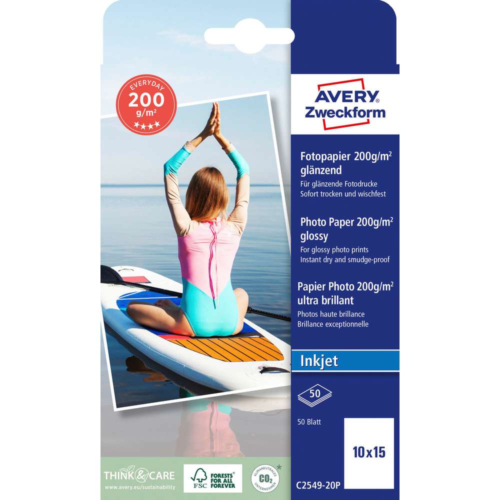 Produktabbildung Avery Zweckform Fotopapier Everyday Inkjet 10x15