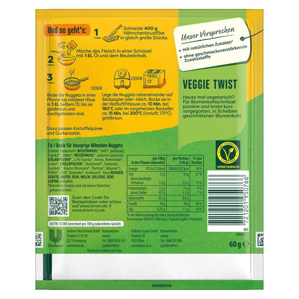 Produktabbildung Knorr Fix-Würzmischung, Chicken Nuggets