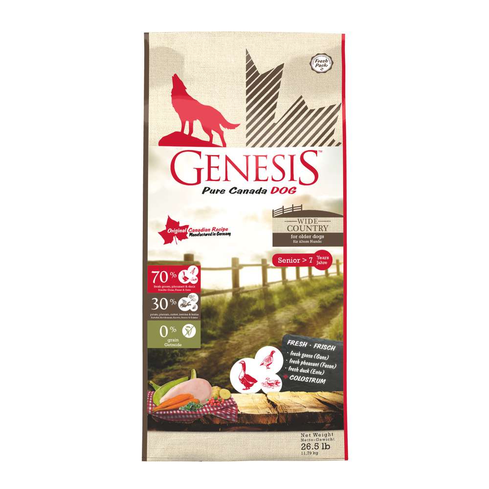 Produktabbildung Genesis Hunde-Trockenfutter Wide Country, Senior, Gans/Fasan/Ente