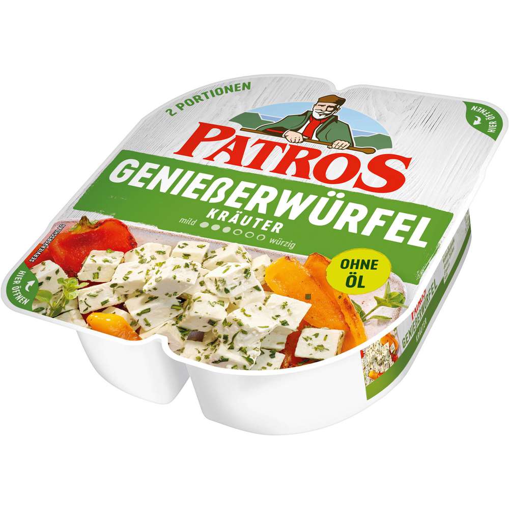 Produktabbildung Patros Hirtenkäse Genießerwürfel, Kräuter