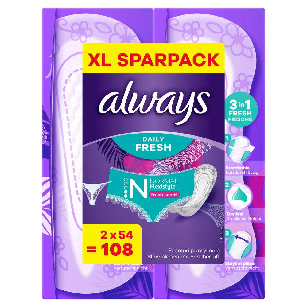 Produktabbildung Always Daily Fresh Slipeinlagen Flexistyle Normal + Duft