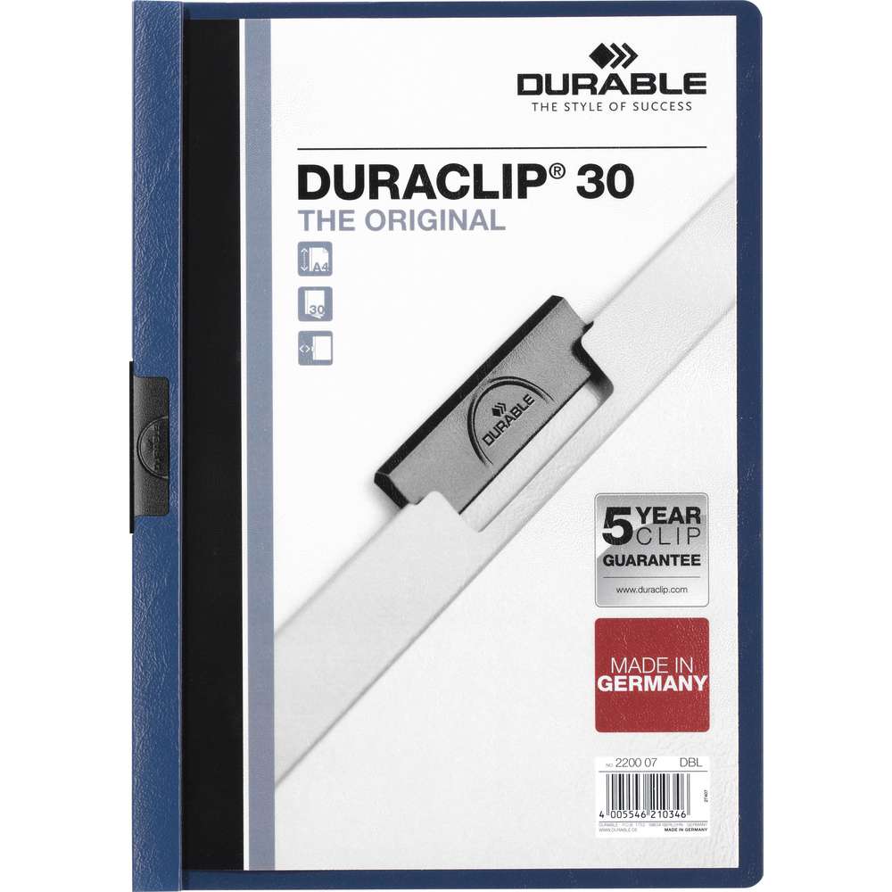 Produktabbildung DURABLE Klemmhefter DURACLIP ORIGINAL 30, DIN A4, dunkelblau