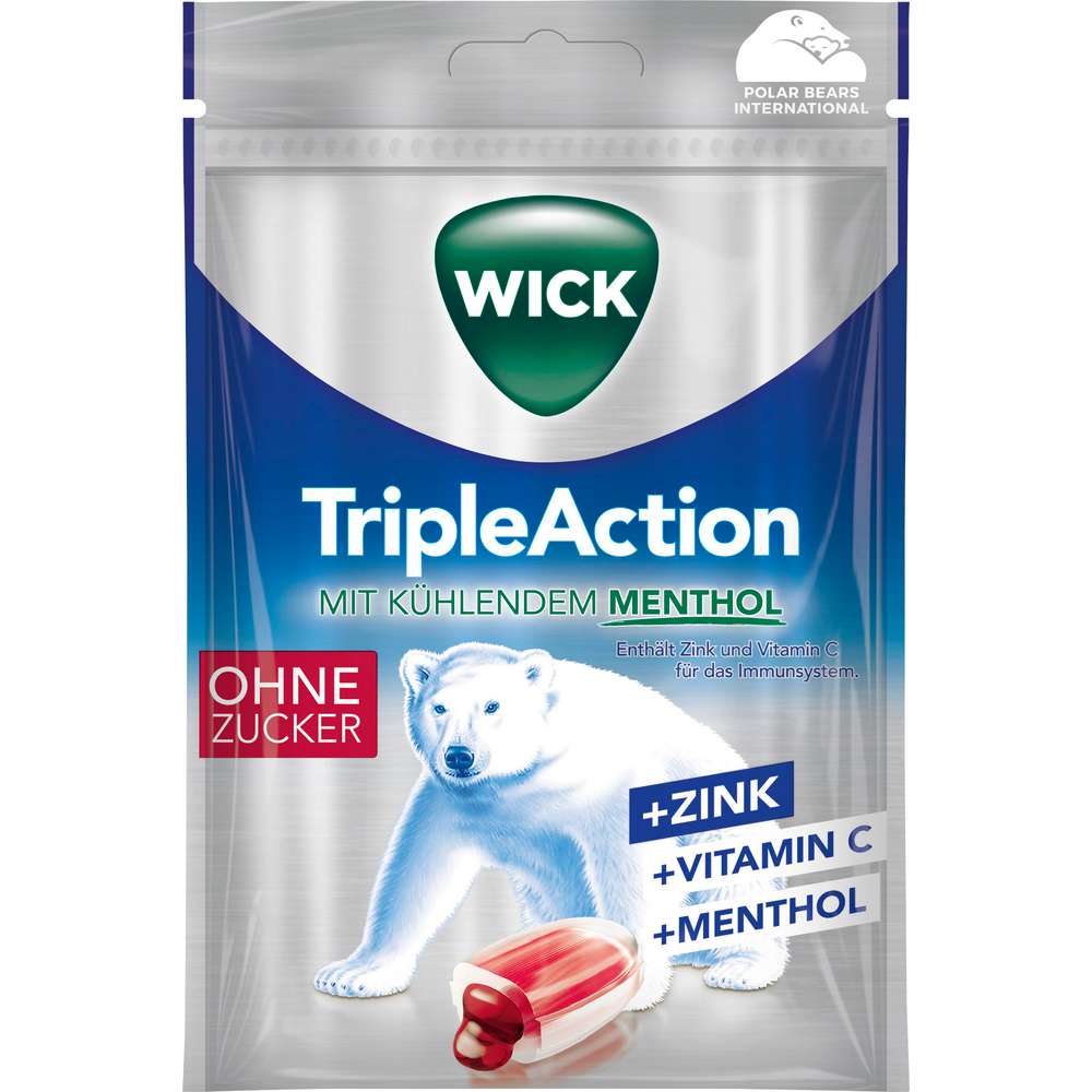 Produktabbildung Wick Bonbons Triple Action, ohne Zucker