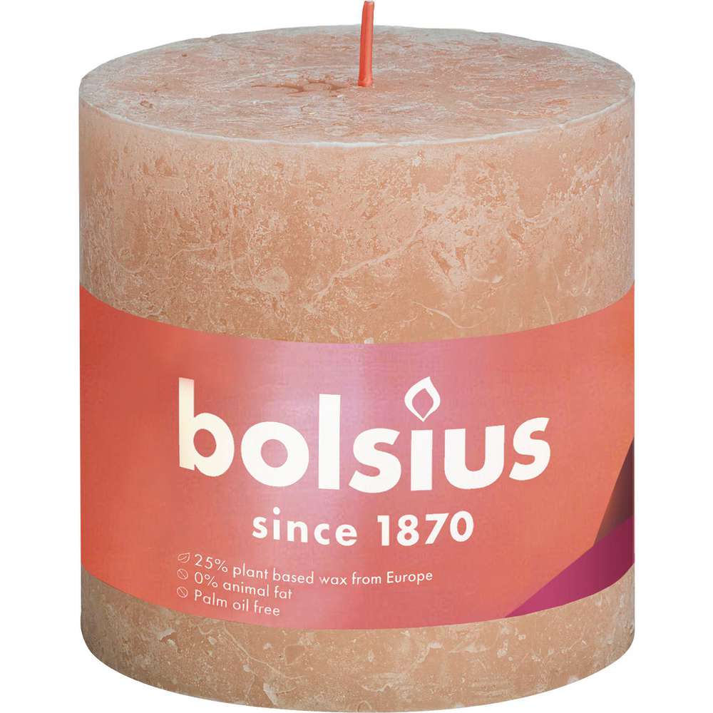 Produktabbildung Bolsius Stumpenkerze Rustik XXL 10x10cm, nebliges rosa