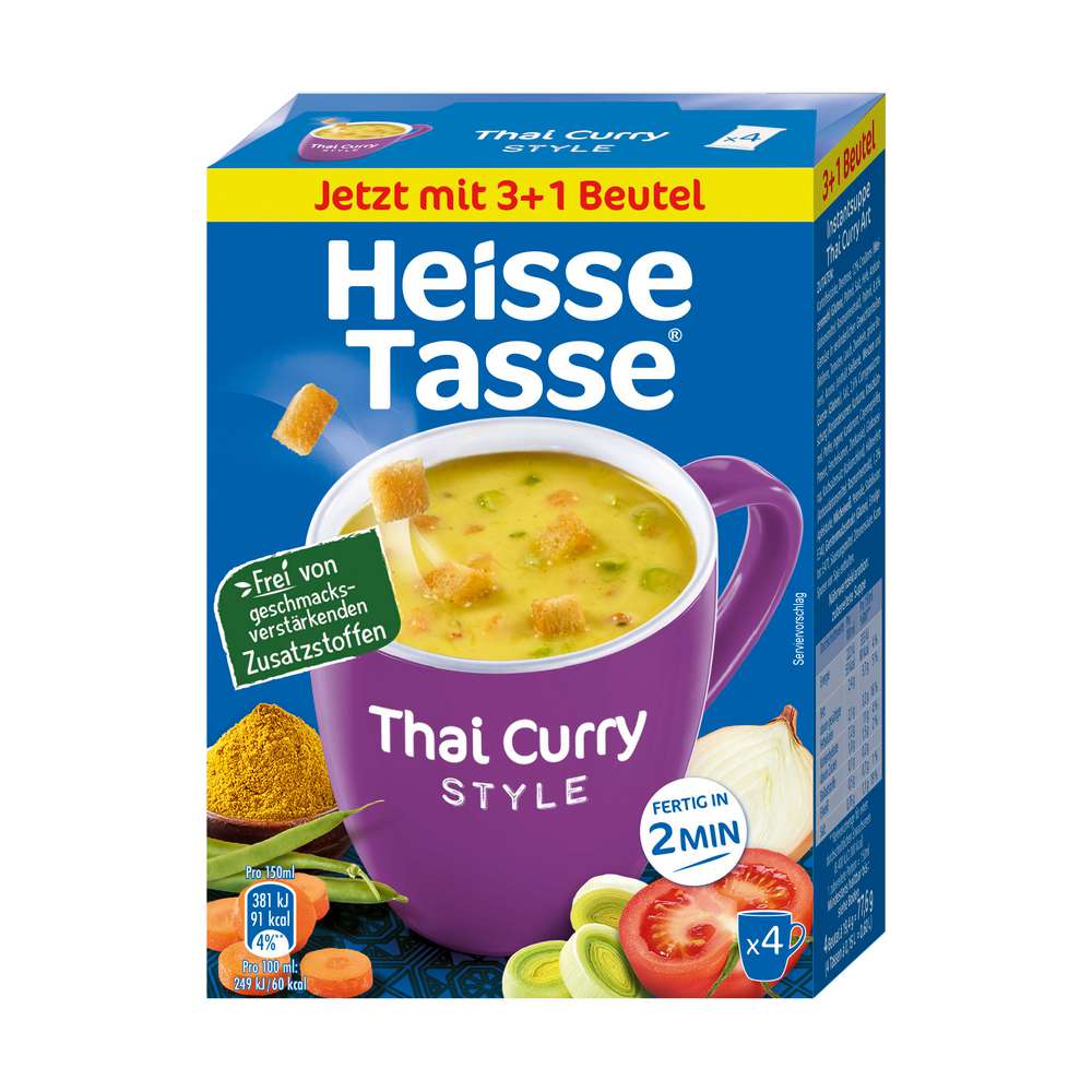 Produktabbildung Heisse Tasse Tassensuppe Thai Curry Style, 4er