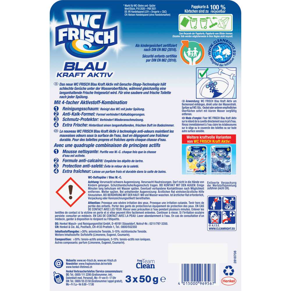 Produktabbildung WC Frisch WC Duftspüler, Blau Kraft Aktiv, Ozeanfrische