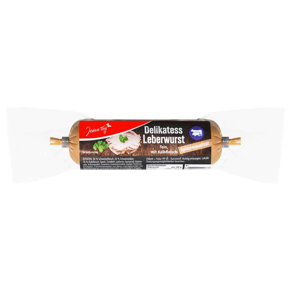 Produktabbildung Jeden Tag Leberwurst fein mit Kalbfleisch