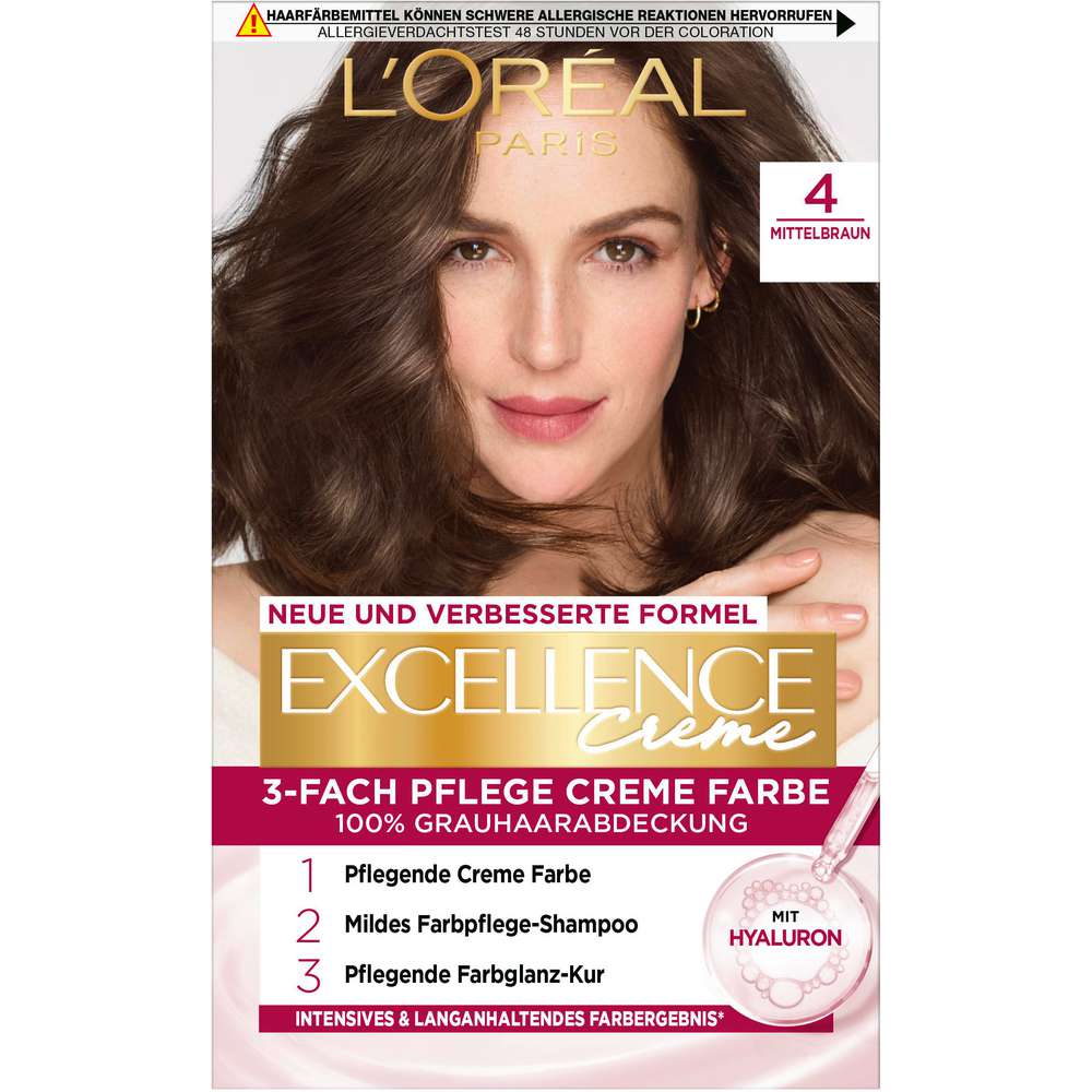 Produktabbildung L'Oreal Paris Haarfarbe Excellence, 4 Mittelbraun