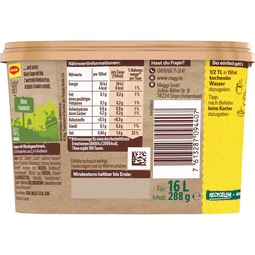 Produktabbildung Maggi Klare Suppe mit Rind