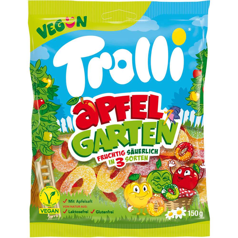 Produktabbildung Trolli Fruchtgummi Apfelgarten, Sauer vegan