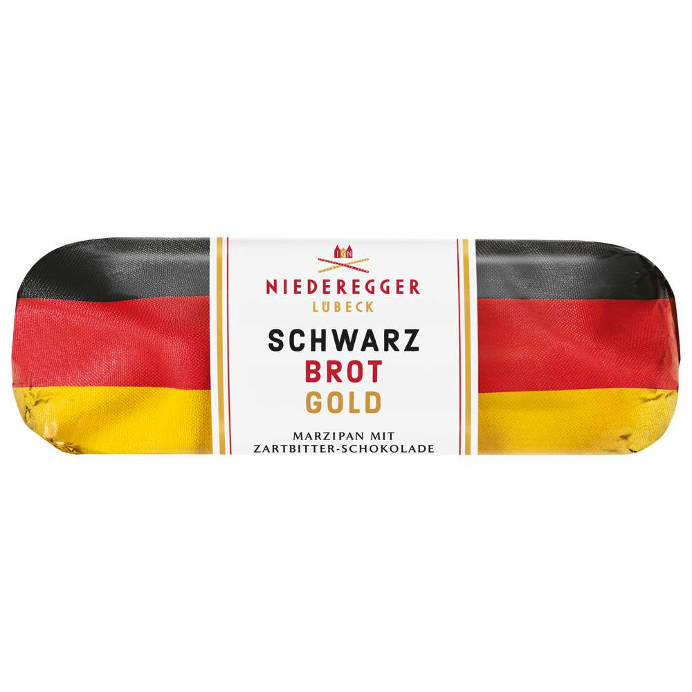 Produktabbildung Niederegger Marzipan mit Schokolade Schwarz-Brot-Gold