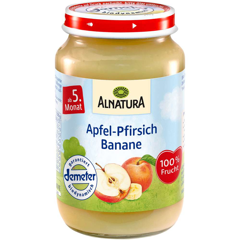 Produktabbildung Alnatura Bio Früchtebrei, Apfel-Pfirsich Banane