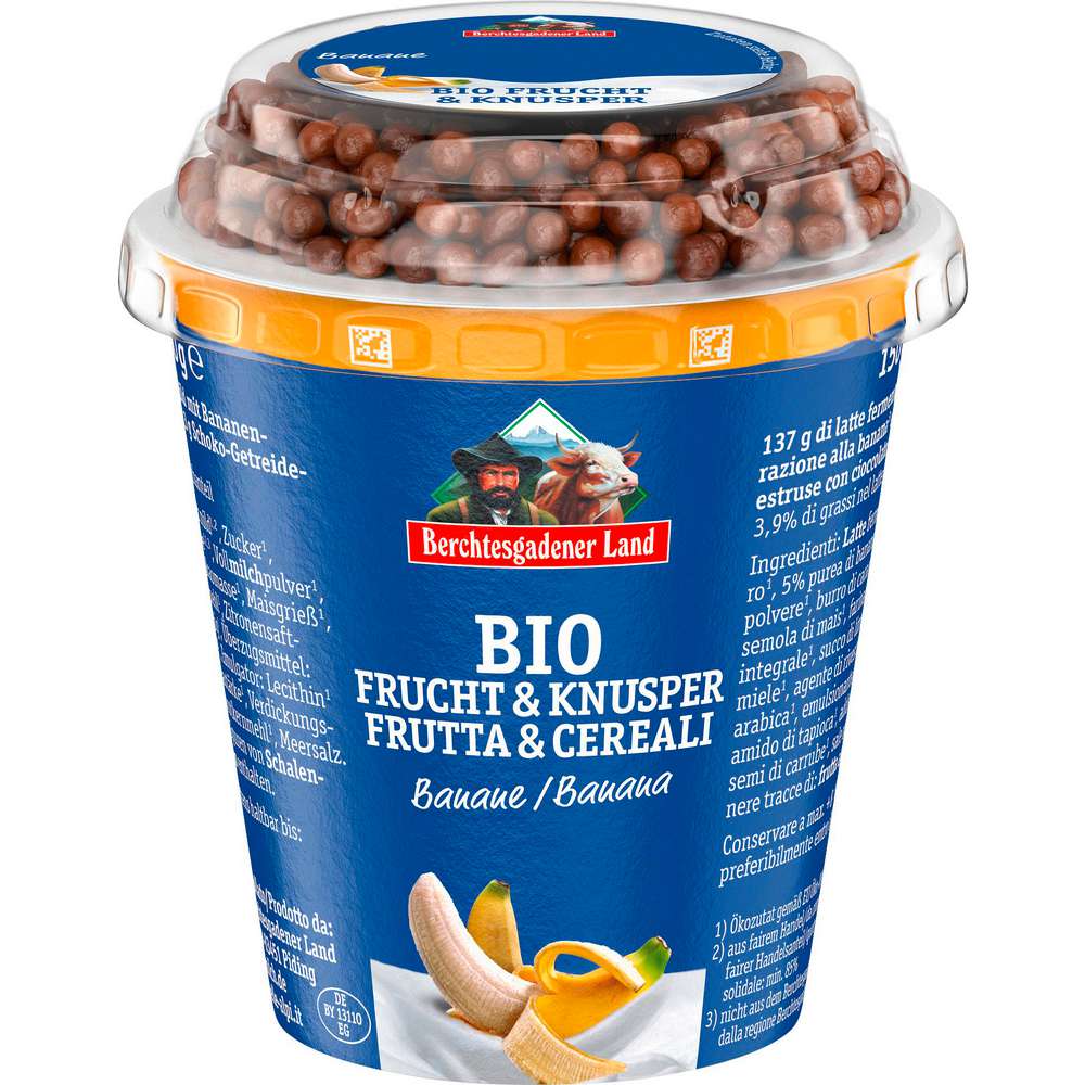 Produktabbildung Berchtesgadener Land Bio Frucht & Knusper Joghurt, Banane