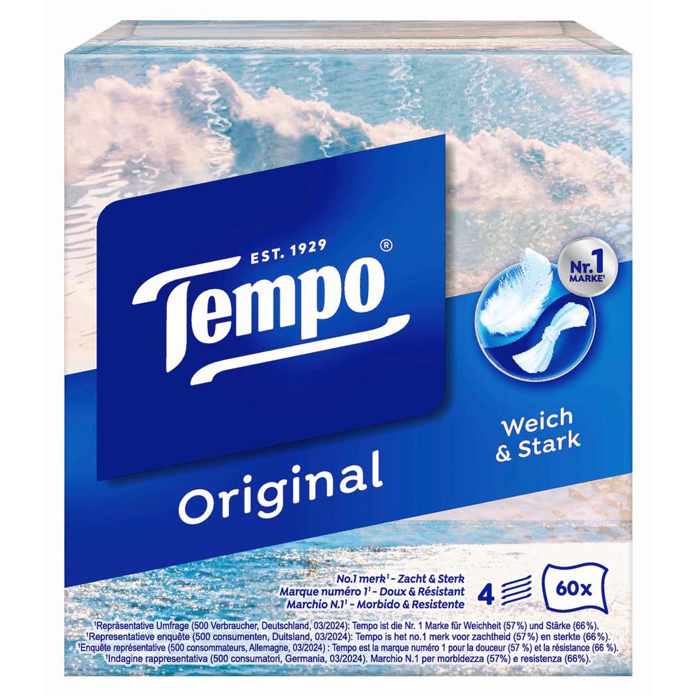 Produktabbildung Tempo Taschentücher, Würfelbox