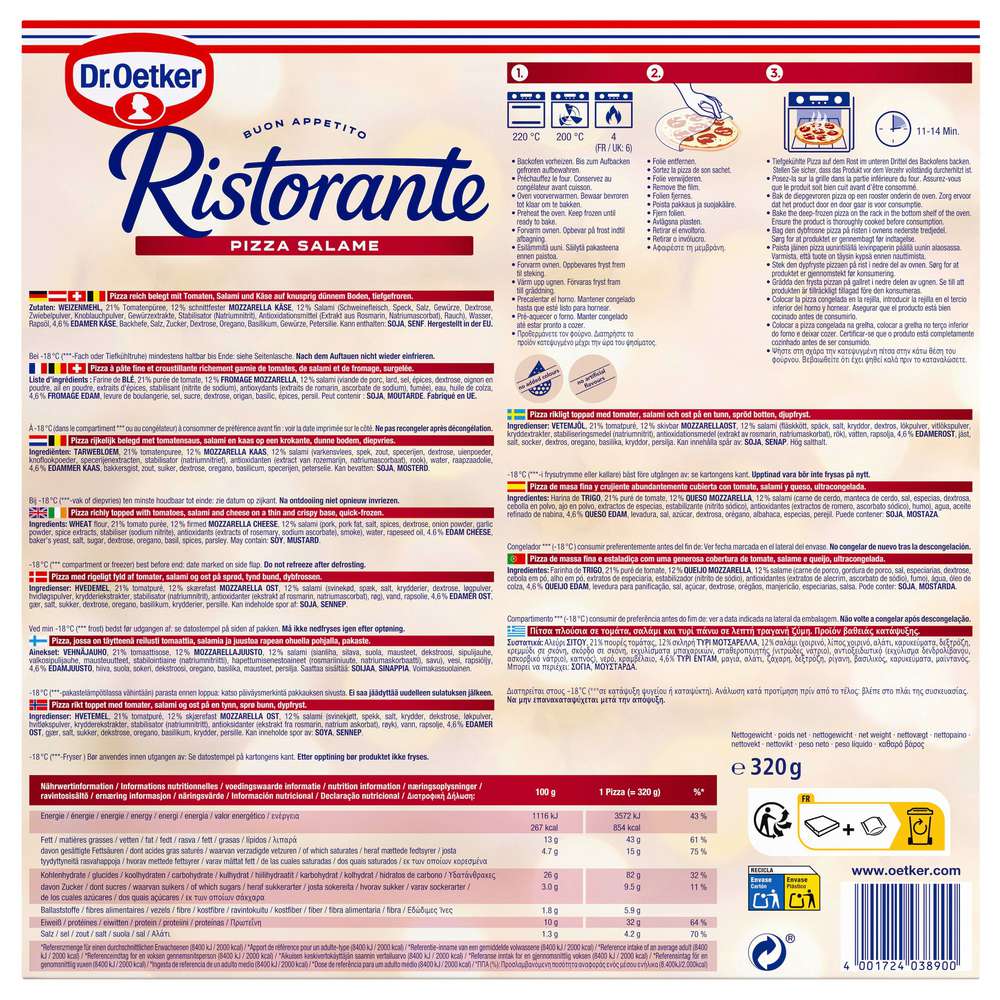 Produktabbildung Dr. Oetker Pizza Ristorante, Salami