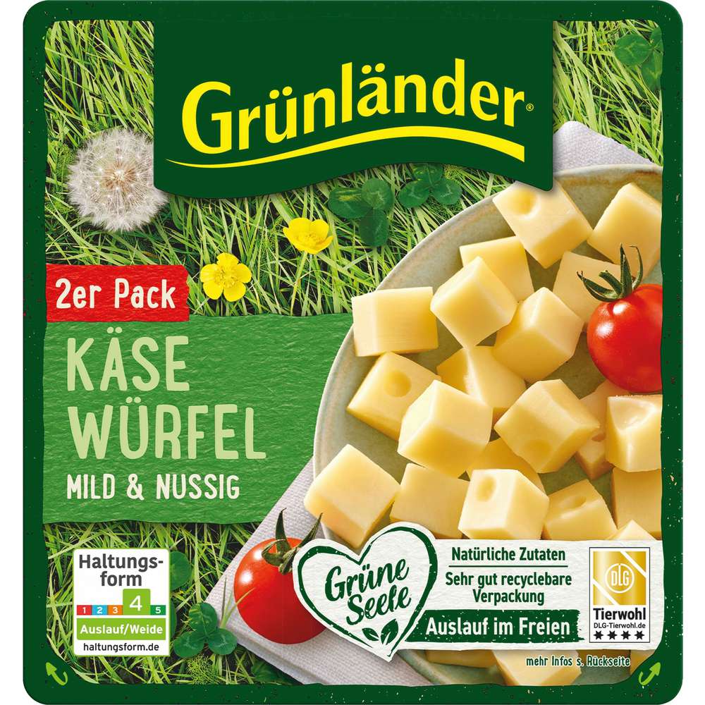 Produktabbildung Grünländer Käse Würfel, Mild/Nussig