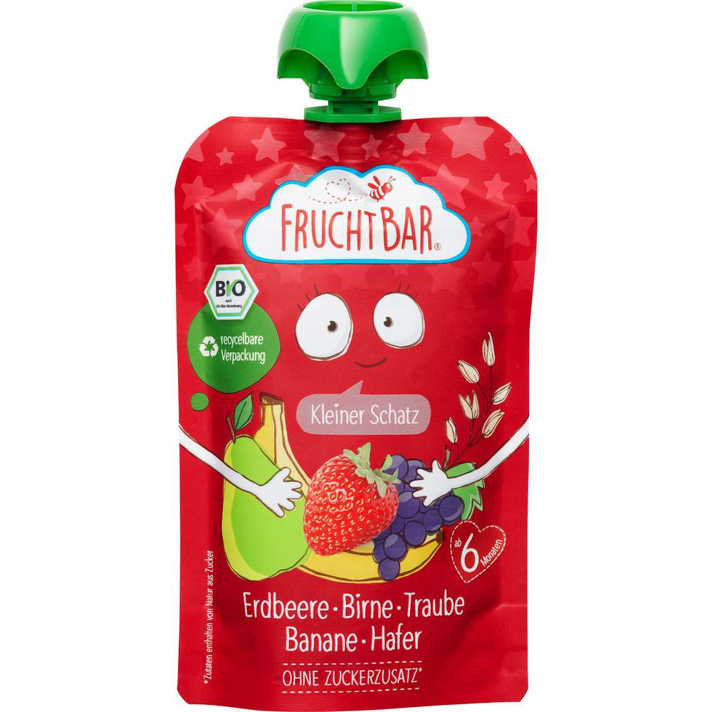 Produktabbildung Fruchtbar Quetschie, Erdbeer/Birne/Traube/Hafer