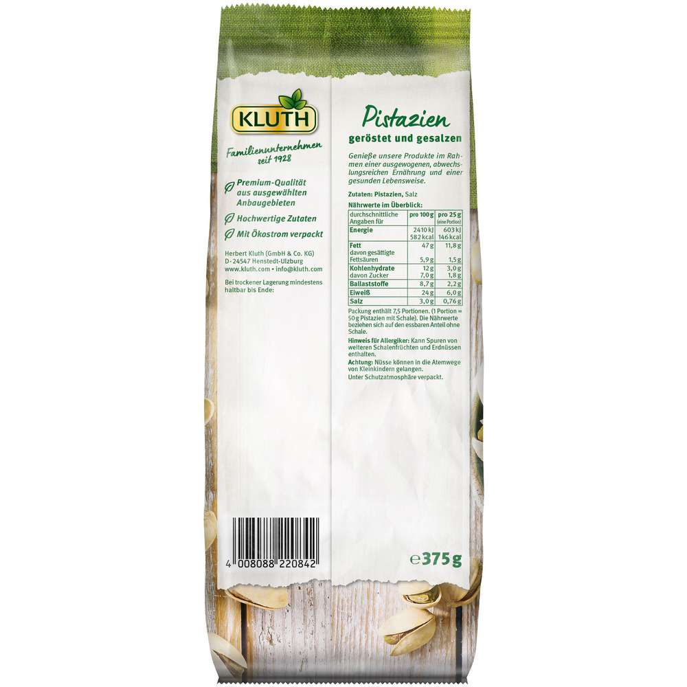 Produktabbildung Kluth Pistazien geröstet & gesalzen