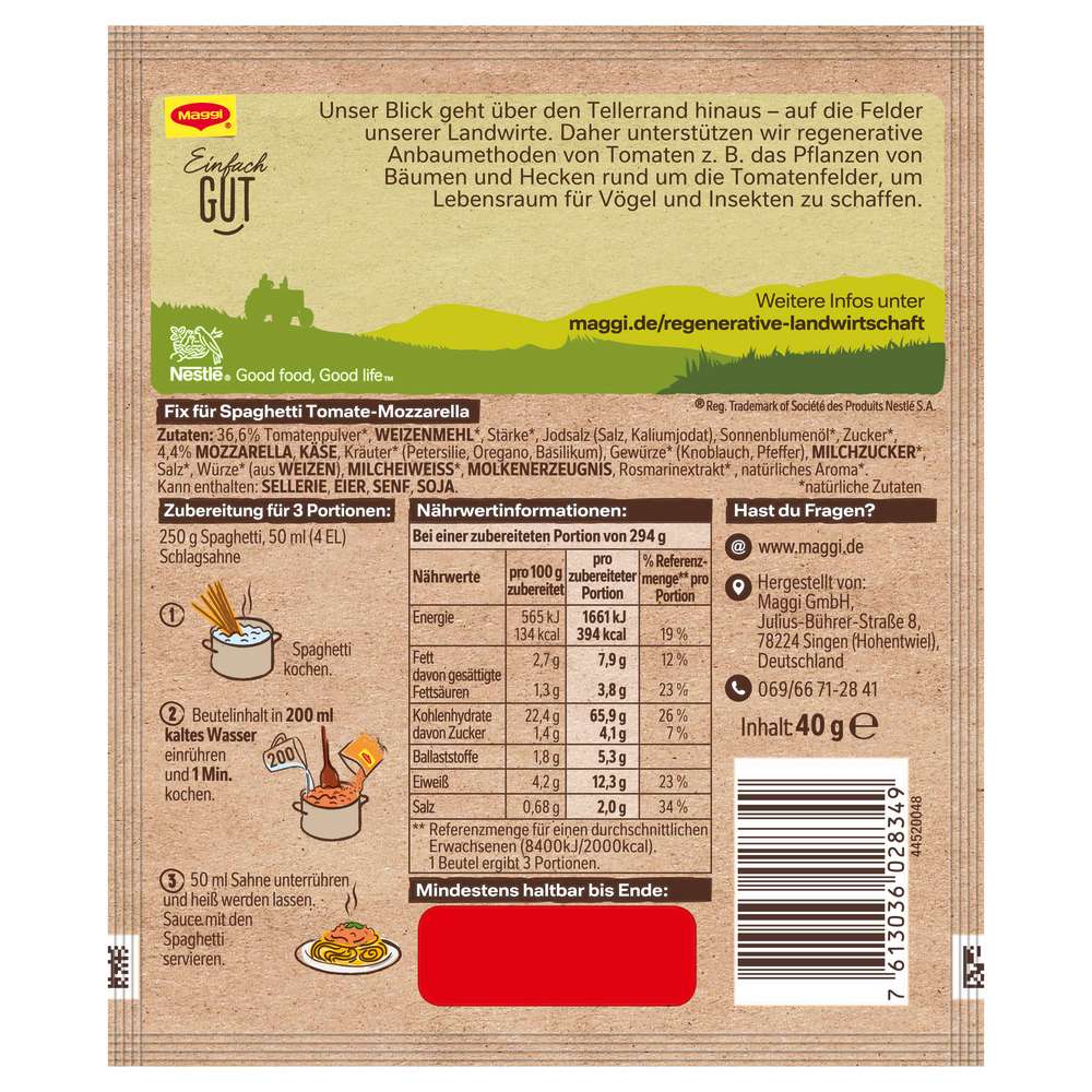 Produktabbildung Maggi Fix Spaghetti Tomate Mozzarella