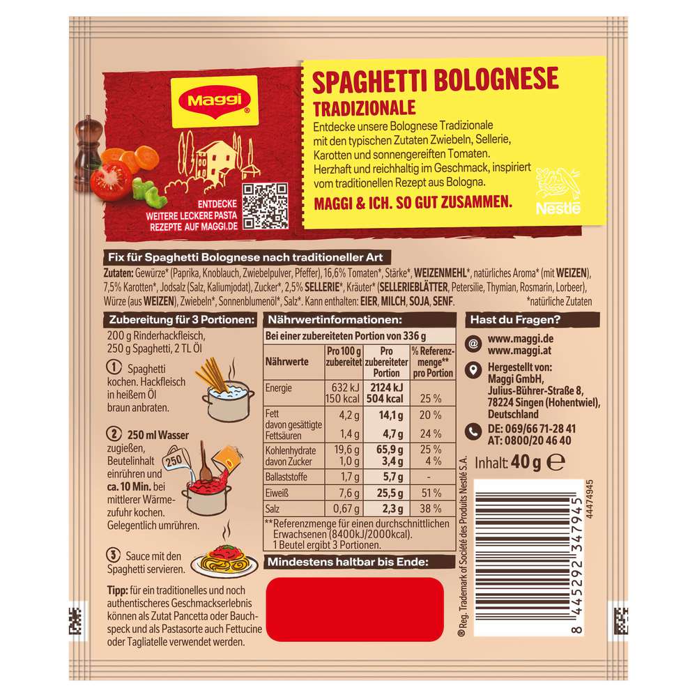 Produktabbildung Maggi Fix Spaghetti Bolognese Traditionale