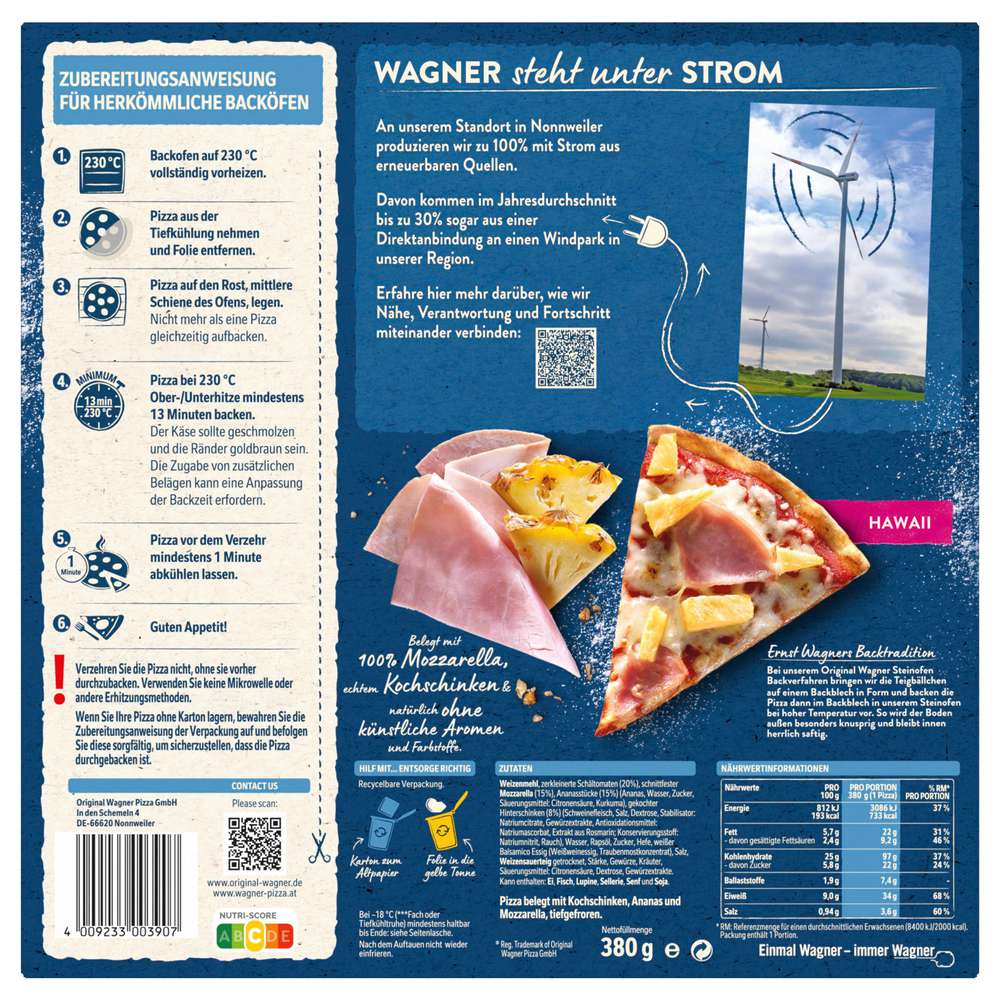 Produktabbildung Wagner Steinofen Pizza Hawaii, tiefgekühlt
