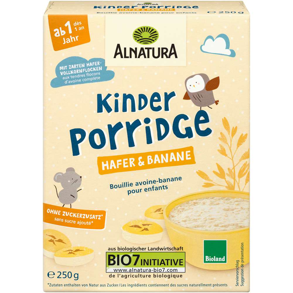 Produktabbildung Alnatura Bio Porridge Kinder, Hafer/Banane