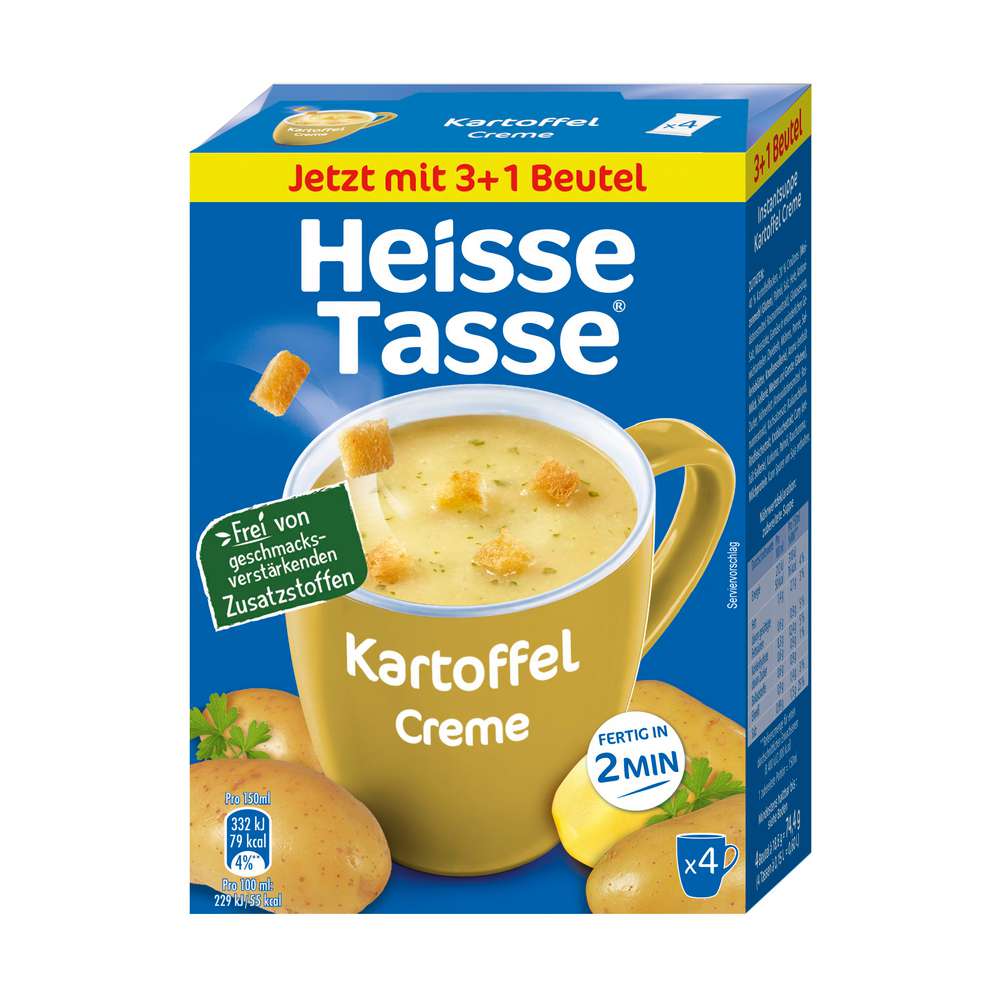 Produktabbildung Heisse Tasse Tassensuppe Kartoffel-Creme, 4er