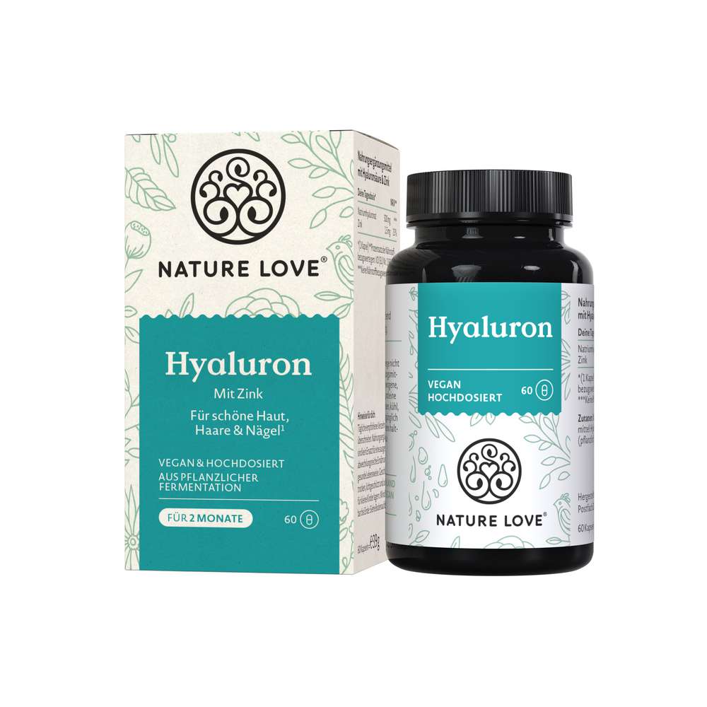 Produktabbildung Nature Love Hyaluron, mit Zink, 60 Kapseln