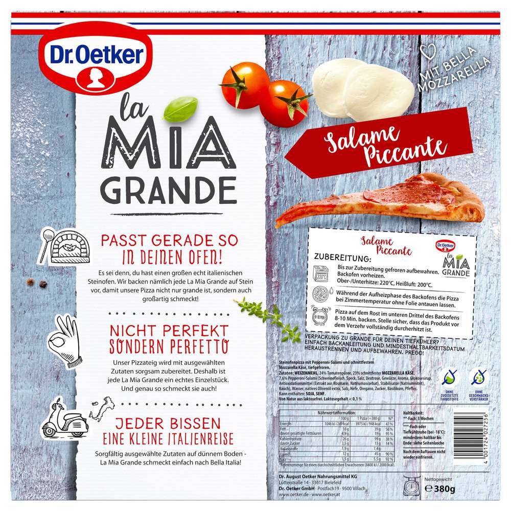 Produktabbildung Dr. Oetker Pizza La Mia Grande Salame Piccante, tiefgekühlt