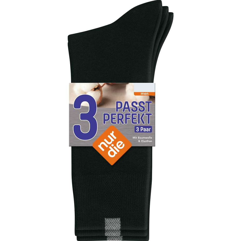 Produktabbildung Nur Die Herren Socken 3er Pack schwarz, Gr. 43-46