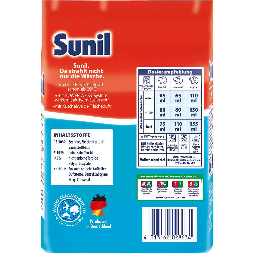 Produktabbildung Sunil Voll-Waschmittel, Pulver 2in1