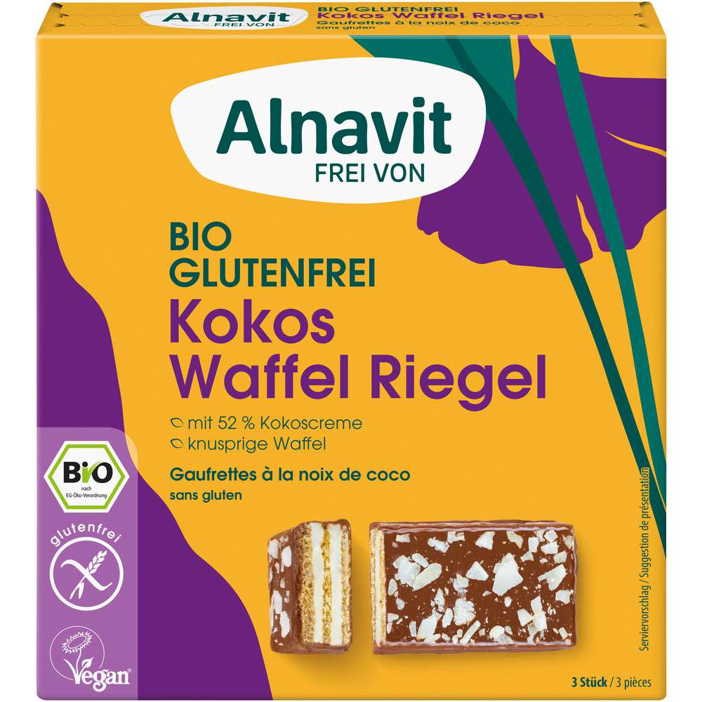 Produktabbildung Alnavit Bio Kokos Waffel Riegel, glutenfrei