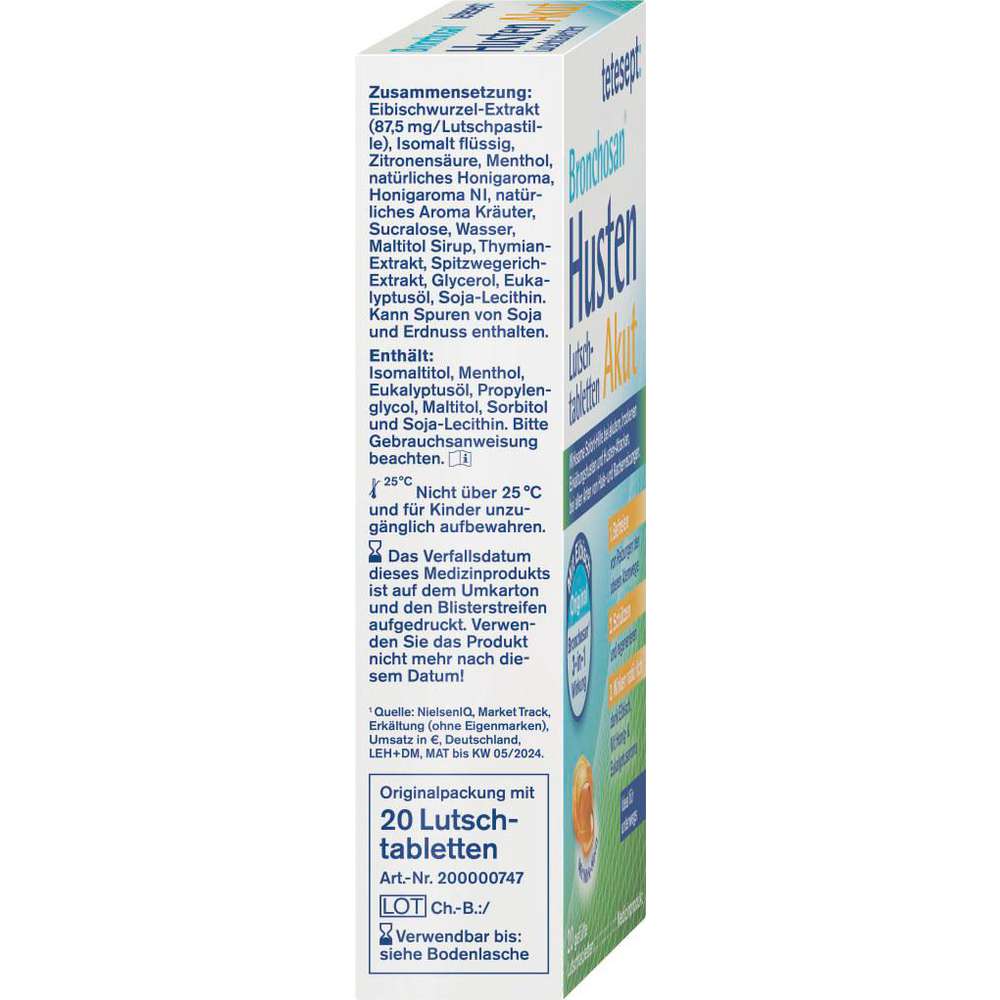 Produktabbildung tetesept Bronchosan Husten-Lutschtabletten